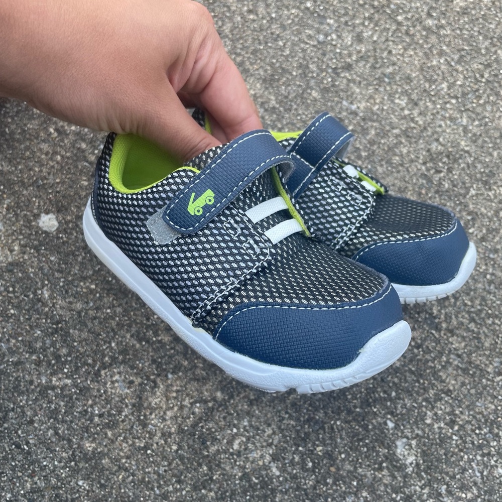 See Kai Run Navy and Lime Sneakers